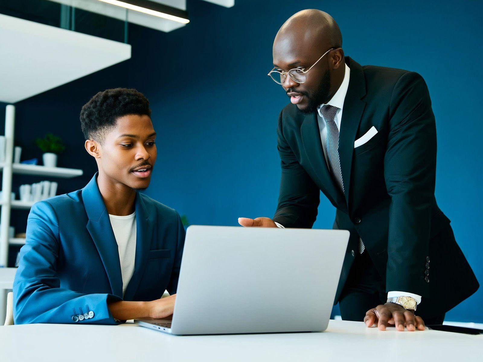A mentor advising an entrepreneur